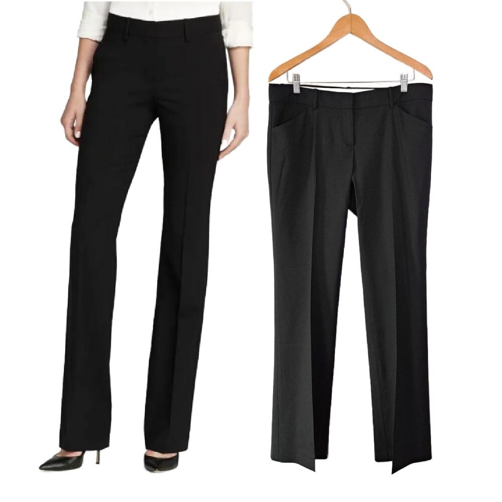 THEORY Max C Tailor Stretch Wool Slacks Pants Black Mid Rise Straight Size 12